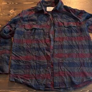 Goodfellow & Co Navy and Burgundy Plaid Flannel Shirt